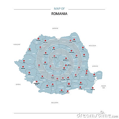 Romania map vector with red pin Vector Illustration