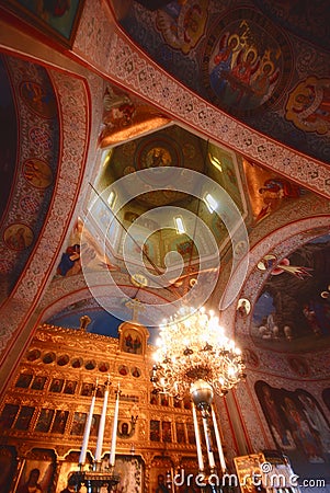 Romanian church interior Stock Photo