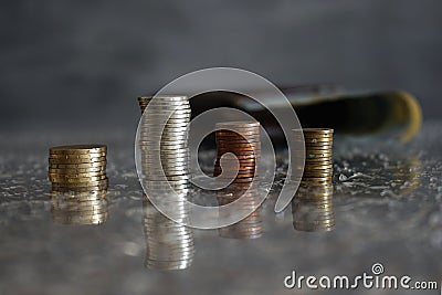 Romanian coins of different values Stock Photo