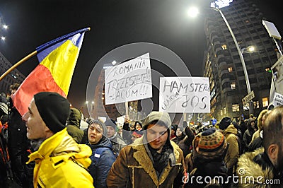 Romanian democracy protest Editorial Stock Photo