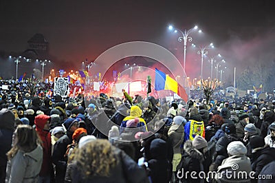 Romanian democracy protest Editorial Stock Photo