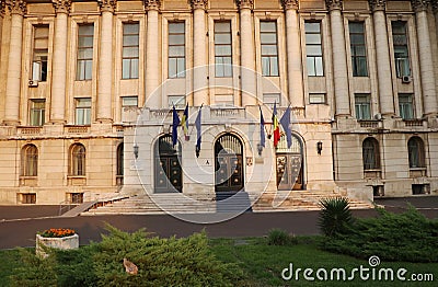 The balcony from which the romanian dictator Nicolae Ceausescu delivered his last speech Editorial Stock Photo