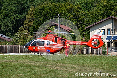 Romanian Emergency Services helicopter at Iasi Rally Editorial Stock Photo