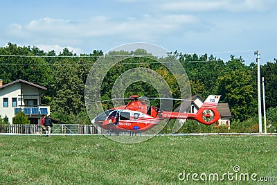 Romanian Emergency Services helicopter at Iasi Rally Editorial Stock Photo