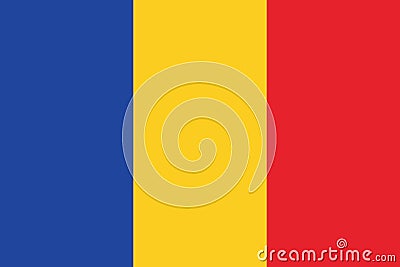 Romanian flag, flag of Roumanie oficial colors and proportions Vector Illustration