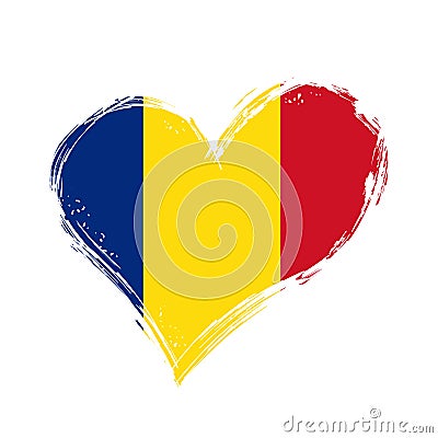 Romanian flag heart-shaped grunge background. Vector illustration. Vector Illustration