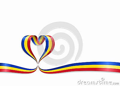 Romanian flag heart-shaped ribbon. Vector illustration. Vector Illustration