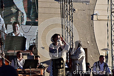 Romanian folk singers at TARGU JIU city days 6 Editorial Stock Photo