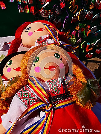 Romanian handmade trinkets dolls - the arrival of spring Stock Photo