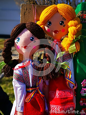 Romanian handmade trinkets dolls - the arrival of spring Stock Photo