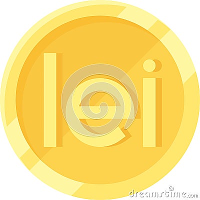 Romanian leu coin icon, currency of Romania Vector Illustration