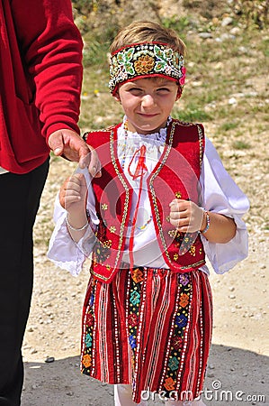 Romanian little girl with national costume Editorial Stock Photo