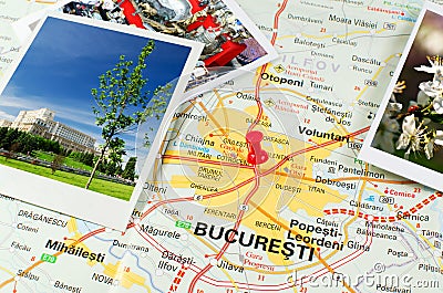 Romanian map - Bucharest Stock Photo