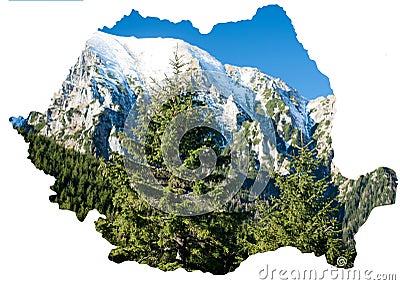 Romanian map and the Carpathians Stock Photo