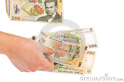 Romanian money counting Stock Photo