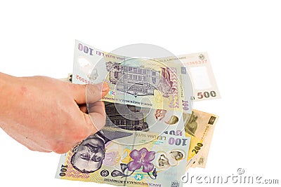 Romanian money counting Stock Photo