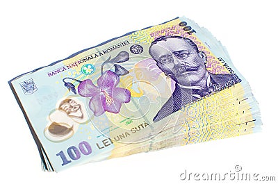 Romanian money isolated Stock Photo