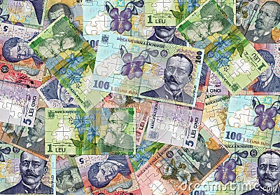 Romanian money puzzle Stock Photo