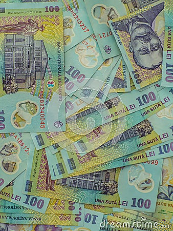 Romanian money ron background Editorial Stock Photo