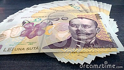 Romanian Money 100 ron Stock Photo