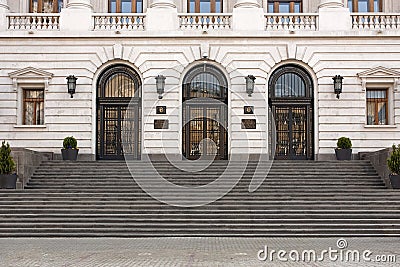 Romanian National Bank primary entrance Stock Photo