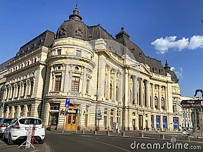 Romanian National Museum of Art with King Carol I in front Editorial Stock Photo