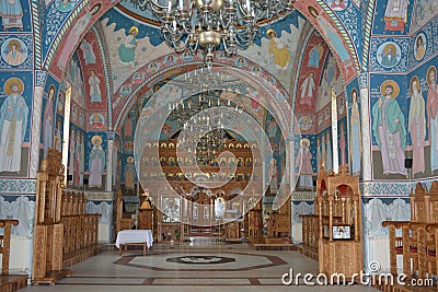 Romanian orthodox curch inside Stock Photo