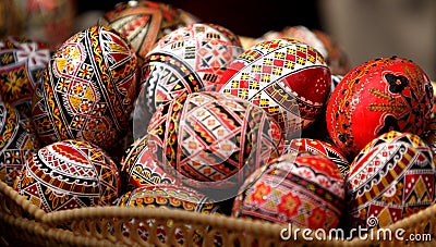 Romanian painted Easter eggs Stock Photo