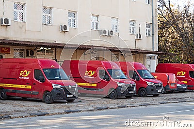 Romanian Post car fleet parking. Posta Romana Editorial Stock Photo