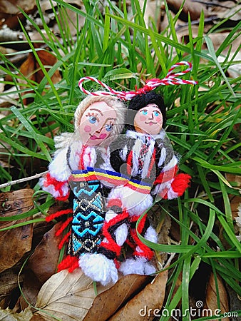 Romanian spring symbol martisor dolls Stock Photo