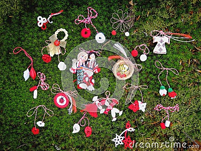 Romanian spring symbols martisoare Stock Photo