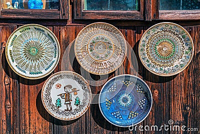 Romanian traditional ceramic plate, Horezu, Romania Stock Photo