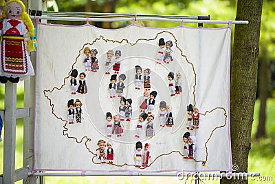 Romanian traditional colorful handmade dolls Stock Photo