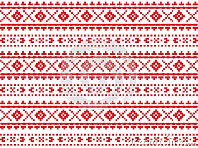 Romanian, Ukrainian, Belarusian red embroidery seamless pattern Vector Illustration