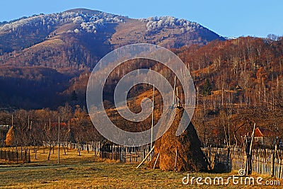 Travel to Romania: Village during late autumn Stock Photo