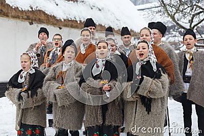Romanian winter festival in Maramures Editorial Stock Photo
