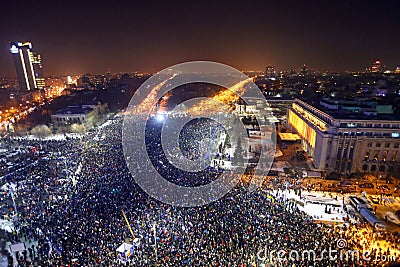 Romanians protest against corruption decree Editorial Stock Photo