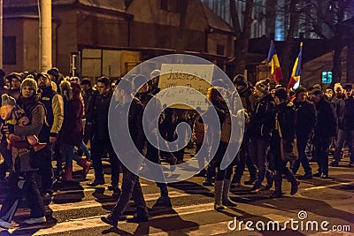 Romanians protest against corruption decree Editorial Stock Photo