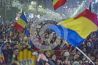 Romanians protest against government Editorial Stock Photo