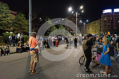 Romanians protest in front of the government Editorial Stock Photo