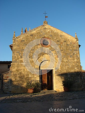 Romanic church in Monteriggioni Stock Photo