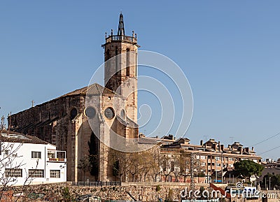 Romanic church Santa Maria de Caldes de Montbui. Medieval roman village in Catalonia, Spain Stock Photo