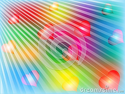 Romantic abstract background from color hearts Vector Illustration