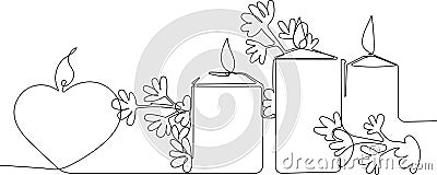 Romantic atmosphere candles with a flowers Vector Illustration