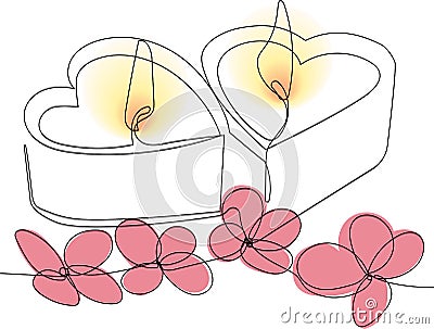 Romantic atmosphere candles with a flowers Vector Illustration