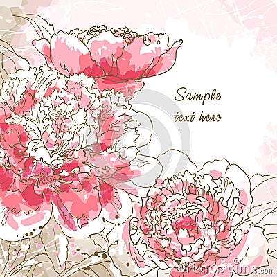 Romantic background with peony Vector Illustration