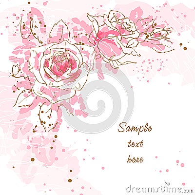 Romantic background with roses Vector Illustration