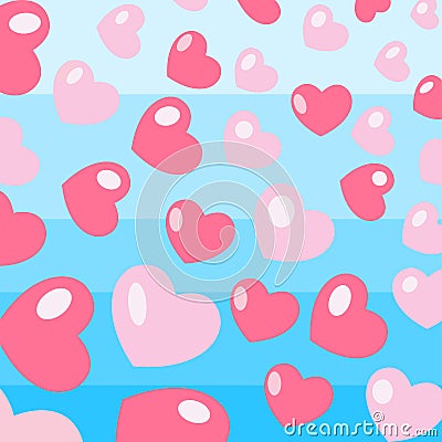 Romantic background of pink hearts Stock Photo