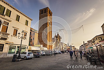 Romantic and beautiful cityscape of Chioggia near Venice Editorial Stock Photo