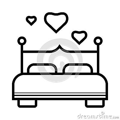 Romantic bed icon. Vector Illustration